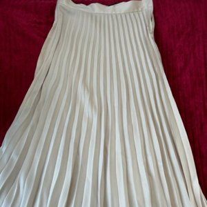 Zara satin looks cream pleated midi skirt sz M
